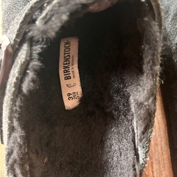 Birkenstock Boston Shearling Suede Leather - Black size 39 US 8-8.5 women - Picture 9 of 11